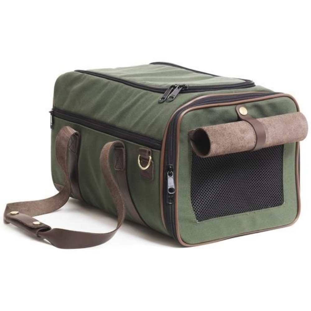 Lovethybeast Canvas Duffle Carrier Olive & Chocolate Brown